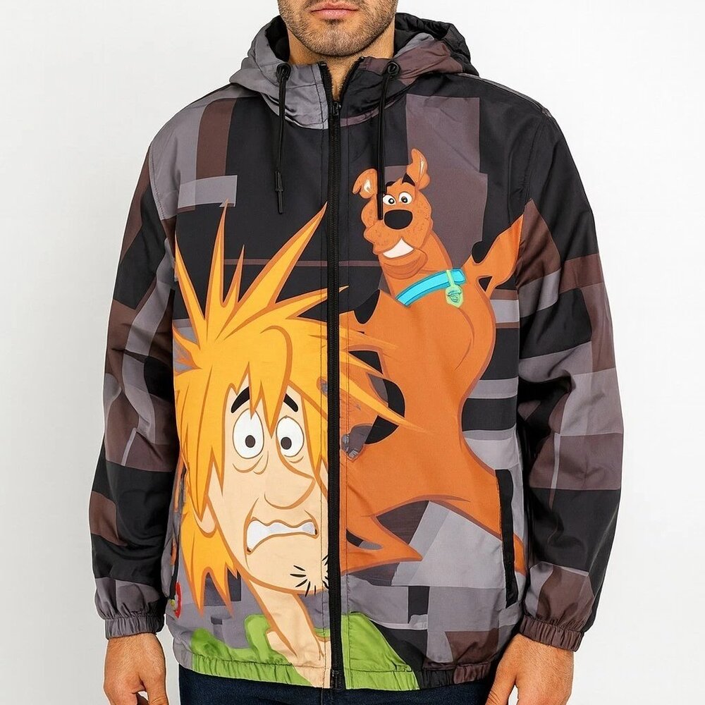 Scooby-Doo x Members Only Hooded Windbreaker Full Zip Lightweight Jacket Size M